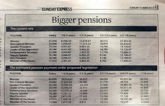 Snapshot of what the old and new pensions look like. Infographic courtesy Trinidad Express.